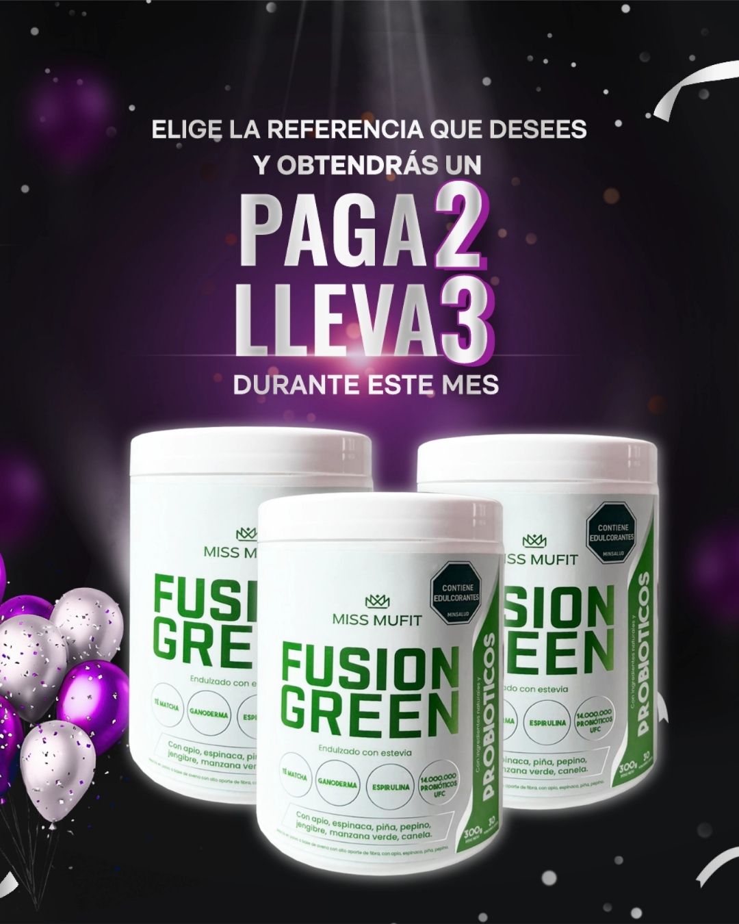 FUSION GREEN - JUGO VERDE NATURAL (Paga 2 lleva 3)